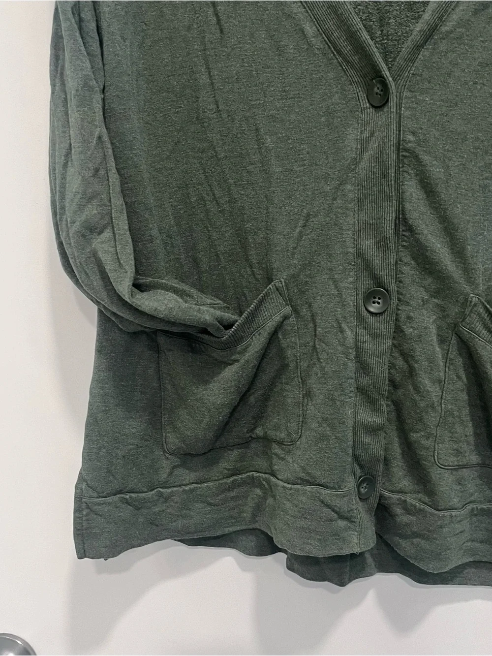 Soma Button Down Cardigan‎ Sweater Dark Green V-Neck Pockets Size Large